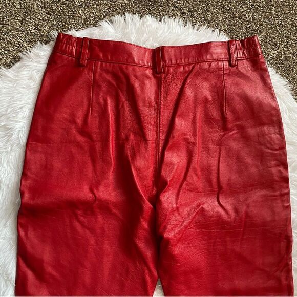 Vintage Excelled Red Leather Pants Silky Lined High Rise Womens Sz 10 - Picture 4 of 13
